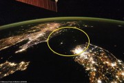 北朝鮮の劣悪な電力事情を示す衛星写真　©NASA