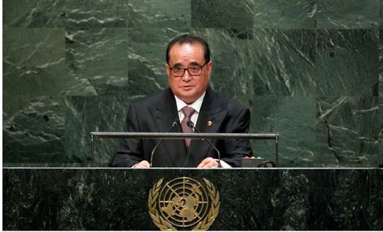 国連で演説する北朝鮮のリ・スヨン外相（資料写真）