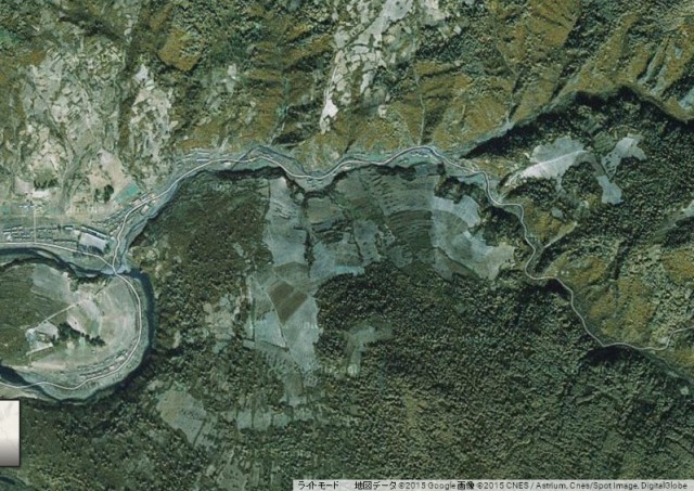 馬園春氏一家が追放された両江道豊西郡新明里の衛星写真（画像：Google map）