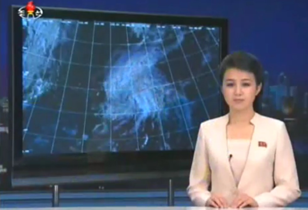 朝鮮中央テレビの天気予報（画像：朝鮮中央テレビキャプチャー）