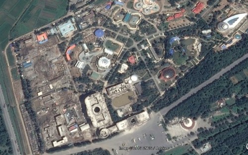 朝鮮中央動物園の衛星写真。左下が工事が行われている箇所。（画像：Google Earth）