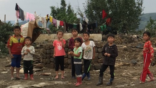 北朝鮮の水害被災地の子どもたち（画像：UNICEF）