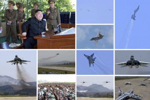 北朝鮮軍の戦闘飛行術競技大会を指導した金正恩氏（2017年6月5日付労働新聞より）