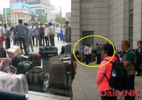 丹東駅前で列車を待つ北朝鮮労働者たち（画像：デイリーNK対北朝鮮情報筋、9月4日午前撮影）