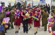 サッカー女子の東アジアE-1選手権で優勝した北朝鮮女子代表（2017年12月20日付労働新聞より）