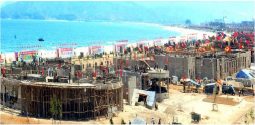 元山葛麻海岸観光地区の建設現場（2018年5月14日付労働新聞）