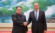 金正恩氏とロシアのラブロフ外相が会談した（2018年6月1日付け朝鮮中央通信より）