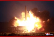北朝鮮が6日に発射した「新型戦術誘導弾」（2019年8月7日付朝鮮中央通信）