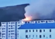 12日に両江道恵山市で発生したマンション火災（撮影：デイリーNK内部情報筋）