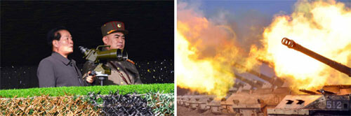 北朝鮮軍の砲撃競技（2021年11月7日付労働新聞）