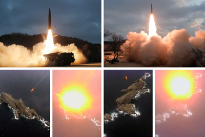 北朝鮮が27日に試射した地対地戦術誘導弾（2022年1月28日付労働新聞）