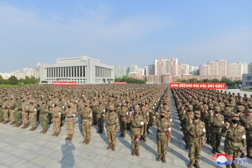 防疫危機制圧のための朝鮮人民軍の決意集会（2022年5月17日付朝鮮中央通信）
