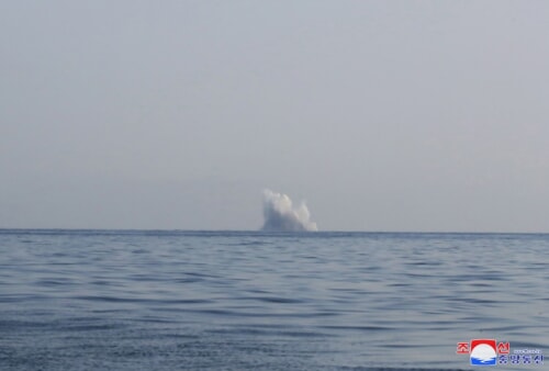 北朝鮮の核無人水中攻撃艇「ヘイル（津波）１」型の爆発実験（2023年3月28日付朝鮮中央通信）