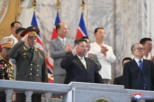 北朝鮮で27日に行われた戦勝70周年慶祝閲兵式（2023年7月28日付朝鮮中央通信）