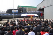 金正恩氏が戦術核攻撃潜水艦浸水式に出席した（2023年9月8日付朝鮮中央通信）