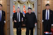 プーチン氏と金正恩氏が首脳会談を行った（2024年6月20日付朝鮮中央通信）