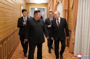 18日、ロシアのプーチン大統領が北朝鮮に到着した（2024年6月19日付朝鮮中央通信）