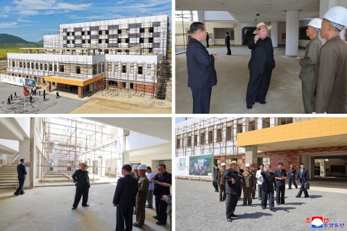 金正恩氏が龍岡病院の建設を現地指導した（2025年9月12日付朝鮮中央通信）