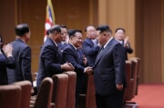 金正恩氏が最高人民会議第14期第13回会議で演説した（2025年9月22日付労働新聞）