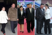 北朝鮮の金正恩総書記と娘のジュエ氏（朝鮮中央テレビ）